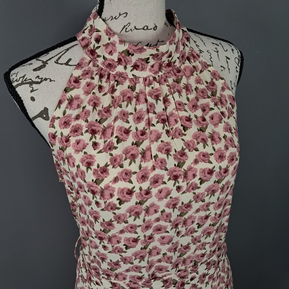 Shein Womens Floral Print Halter Tiered Dress Size Small - Picture 5 of 15